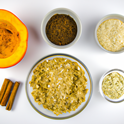 Ingredients for Pumpkin Spice Oatmeal Cookies including pumpkin puree, rolled oats, and spices